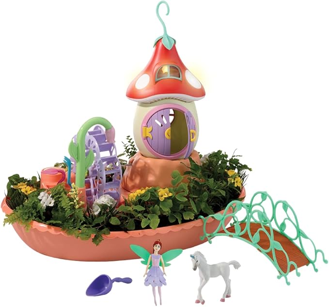 Light Garden - Grow Your Own Garden and Play Indoors Outdoors with This Magical Mushroom House and Fairy Unicorn Playset - for Kids Ages 4 and Up