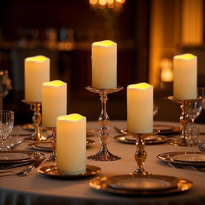 Waterproof Flameless Remote Control Candles 12PACK（D3''*H5.5''） Battery Operated Flickering LED Pillar Candle，plastic with 10-Key 24Hours Timer for Outdoor/Indoor Party Garden Lanterns Porch Ivory