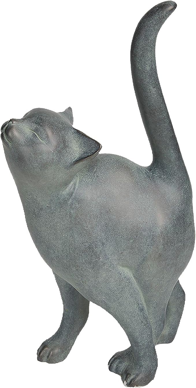 Newman House Studio Garden-Statues Cat-Figurines Home Garden Decor - Farmhouse Backyard Polyresin Kitten 7.6L x 4W x 14.5H inch