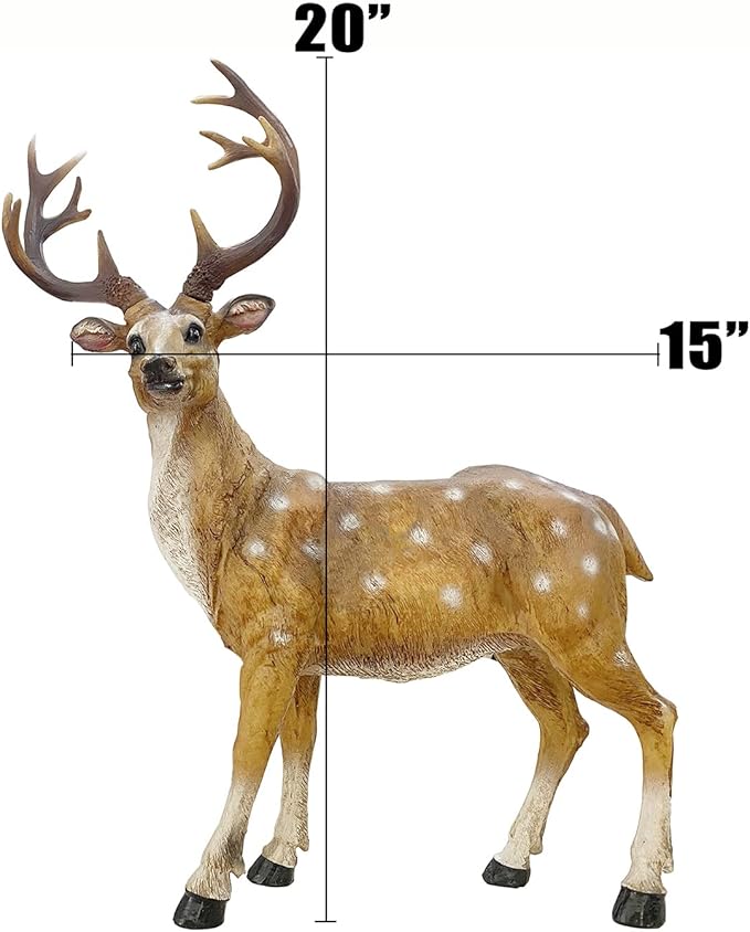 XTAPAN Resin Sika Standing Deer Statue Garden Animals Decorations Outdoor Sculpture Yard Art Decor Lawn Ornaments Clearance Patio Decoration Figurine Christmas Home Decorations