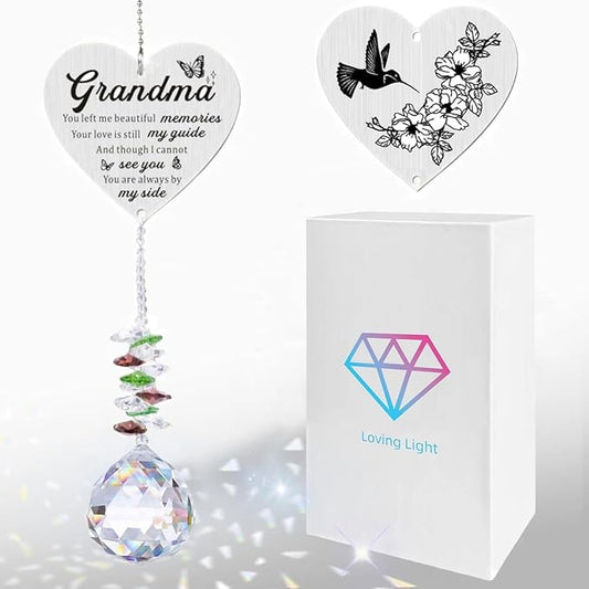 Memorial Gifts for Loss of Grandma, Sympathy Gifts for Loss of Grandma, Grandma in Heaven Memorial Crystal Suncatcher for Window Home Decor (Grandma)