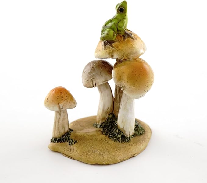 Top Collection Miniature Fairy Garden and Terrarium Statue, Frog on Mushrooms