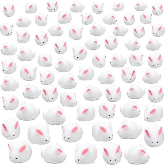 Marsui 100 Pcs Bunny Miniatures Figurines Rabbit Miniature Accessories Easter Garden Landscape Garden Rabbit for Easter Garden Accessories Dollhouses Decoration(Cute Rabbit)