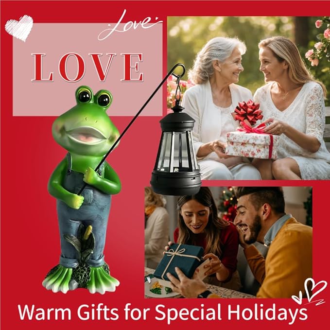 Cute Cowboy Frog Garden Statue for Mom - Unique Outdoor Decor, Waterproof Resin, Perfect for Garden, Yard, Lawn Decoration, Top