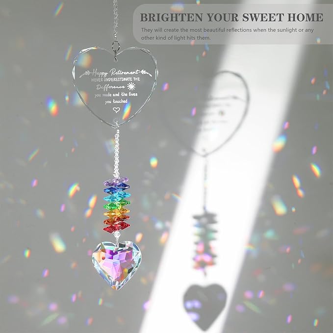 Retirement Gifts for Women, Crystal Suncatcher Gift for Retirement, Happy Retirement Decoration, Gifts for Retired Friend Coworker Nurse Teacher
