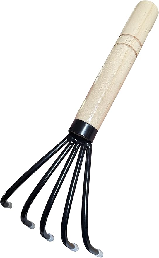 Garden Guru Hand Rake Cultivator Claw Soil Tiller - Military Grade Steel - Rust Resistant - 5 Tine Japanese Ninja Claw - Comfortable Wood Handle - Perfect Pulverized and Aerated Soil (2 Pack)