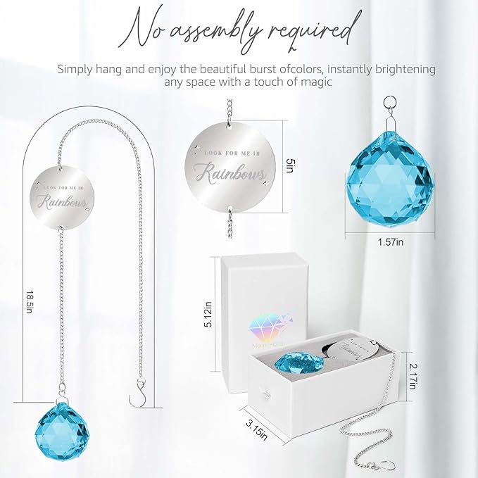 Memorial Gifts for Loss of Loved One, Unique Sympathy Gift Idea Sky Blue Crystal Ball Window Suncatcher, Rainbow Bereavement Grief Gift Box for Loss of Mom Dad Husband Son Daughter