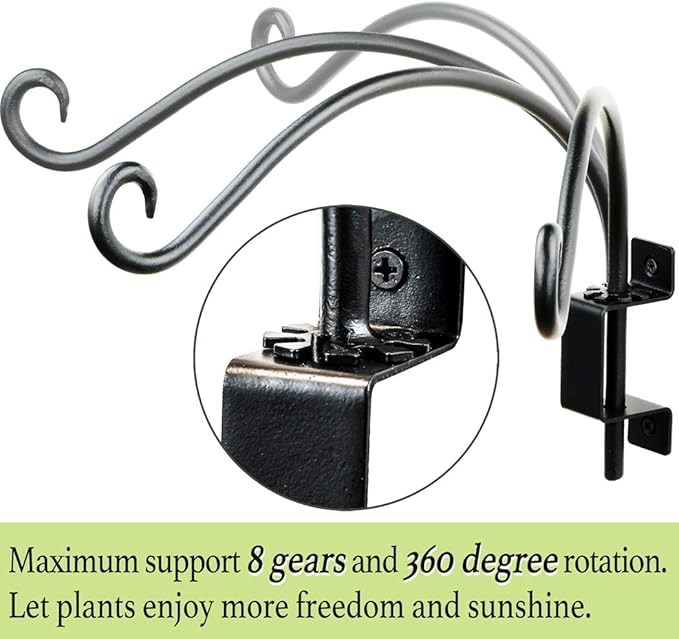 Swivel Bird Feeder Hanger Hook: Swivel Hanging Plant Bracket Outdoor - Wall Mount Swivel Hanging Hook for Bird Feeder 12-Inch