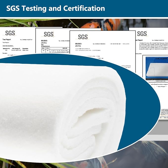 White Koi Pond Filter Pad Fine Bulk - Cut to Fit - Durable Fish Pond Filter Media - Water Garden Aquariums Filter Material - 39.6" (3.3 ft) x 12" x 3/5" - 4/5" Thickness - 2 Pack