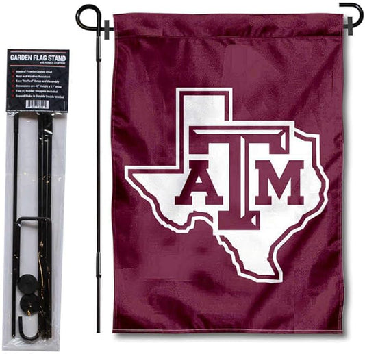 College Flags & Banners Co. Texas A&M Aggies Lone Star Garden Flag with Pole Stand Holder