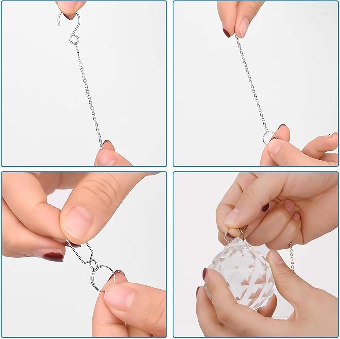 MerryNine 20Pack Crystal Ball 0.8"/20mm Prism Sun Shine Catcher Rainbow Pendants Maker, Hanging Crystals Prisms for Windows, for Feng Shui, for Gift (10pcs-16inches-PendantChains)