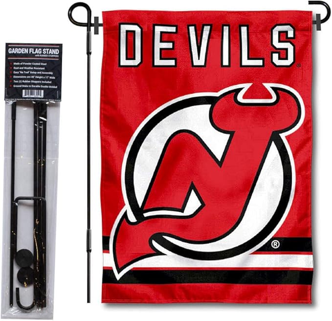 WinCraft New Jersey Devils Garden Flag with Pole Stand Holder