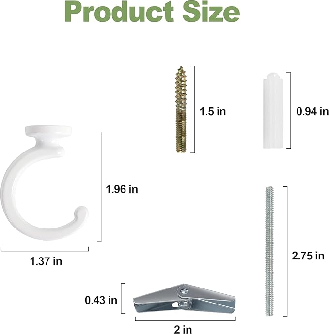 4pcs Ceiling Hooks for Hanging Plants, Lights - Metal Small Heavy Duty Indoor/Outdoor Wall Plant Hanger Swag Hooks