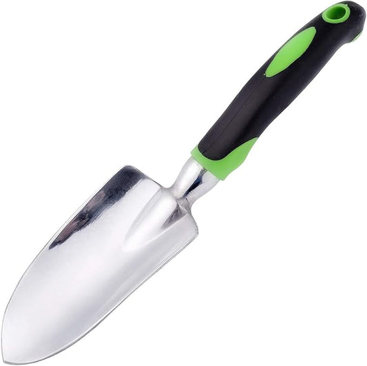 Garden Trowel - Stainless Steel - Ergonomic Grip Hand Tools Set with Soft Rubberized Non-Slip Handle for Transplanting, Weeding, Moving and Smoothing Digging & Planting