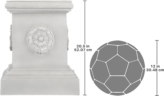 Design Toscano CL5193 English Rosette Sculptural Garden Plinth Base Statuary Pedestal, Grande, antique stone