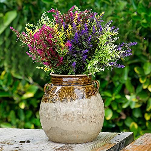 WILLBOND 12 Bundles Artificial Lavender UV Resistant Plants Outdoor Faux Flowers Shrubs for Floral Arrangement, Table Centerpiece, Home Garden Decor (Mixed Color)