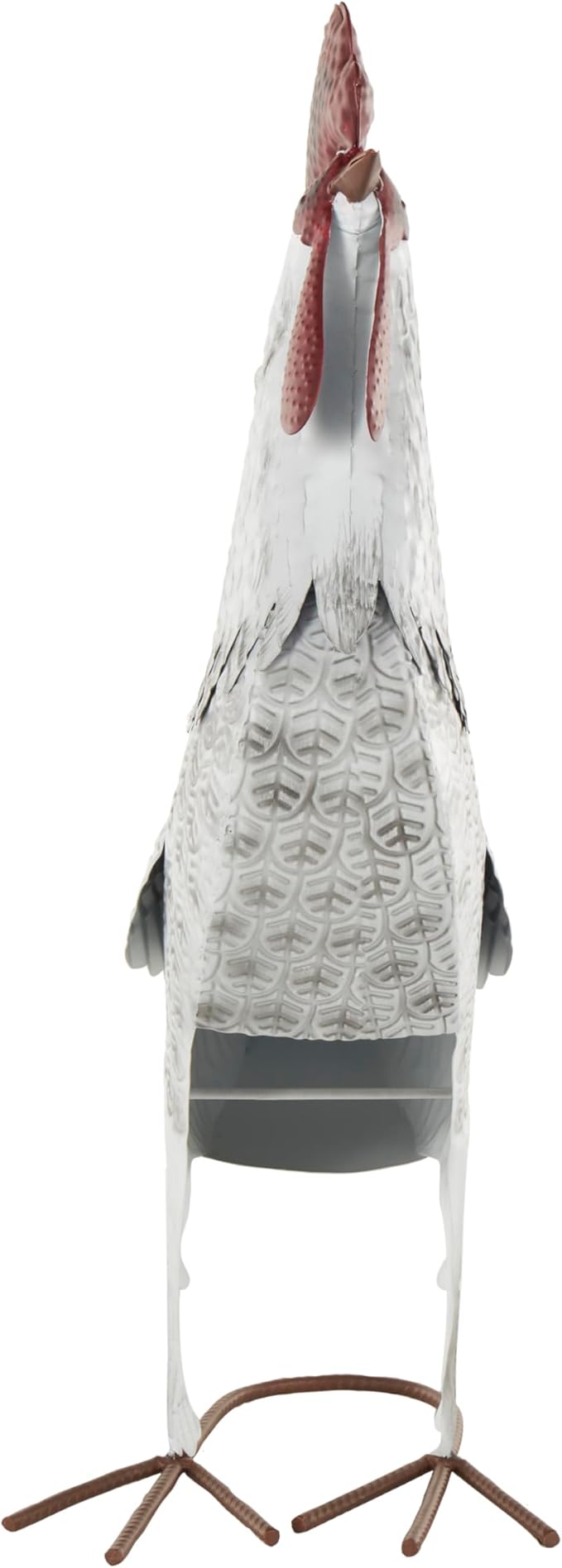 Deco 79 Metal Rooster Decorative Garden Sculpture Garden Statue with Black Texturing and Red Accents, Outdoor Sculpture 15" x 6" x 18", White