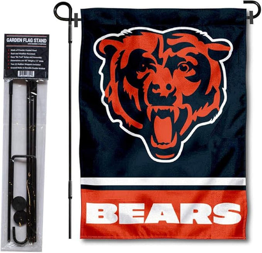 WinCraft Chicago Bears Bear Head Garden Flag with Stand Holder