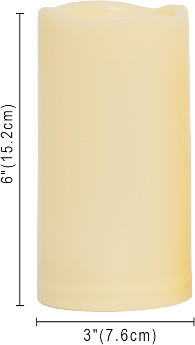 CANDLE CHOICE Waterproof Outdoor Battery Operated Flameless Candles with Remote Timer Plastic Flickering Fake Electric LED Pillars for Lantern Garden Wedding Christmas Decorations 3x6 Inches 2 PCS