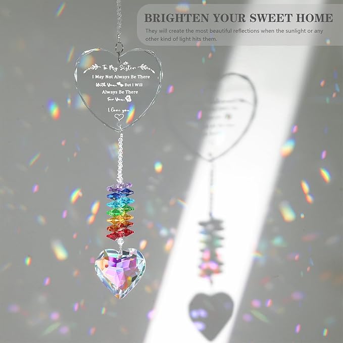Sister Gifts, Sister Birthday Gifts, Crystal Suncatcher Gifts for Sister, Sisters Gifts from Sister, Unique Gifts for Sister, Window Hangings Home Decoration
