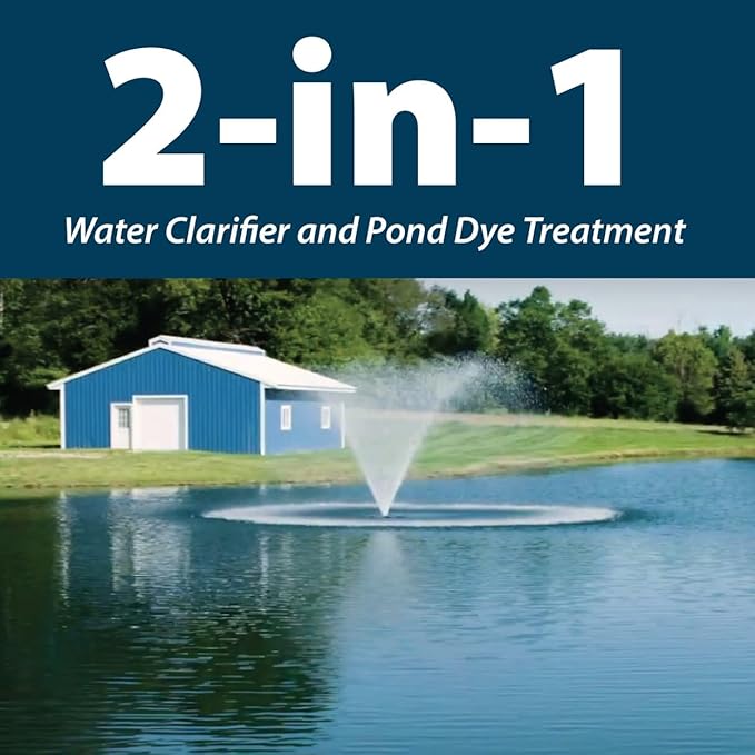 Airmax Pond Dye Plus, Nature's Blue Colorant & Natural Beneficial Bacteria, Large Pond & Lake Water Clarifier & Color Treatment, Shade Plants & Algae from Sunlight, Fish & Livestock Safe, 1 Gallon