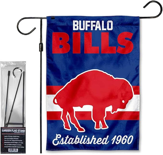 WinCraft Bills Retro Garden Flag and Stand Pole Holder Mount