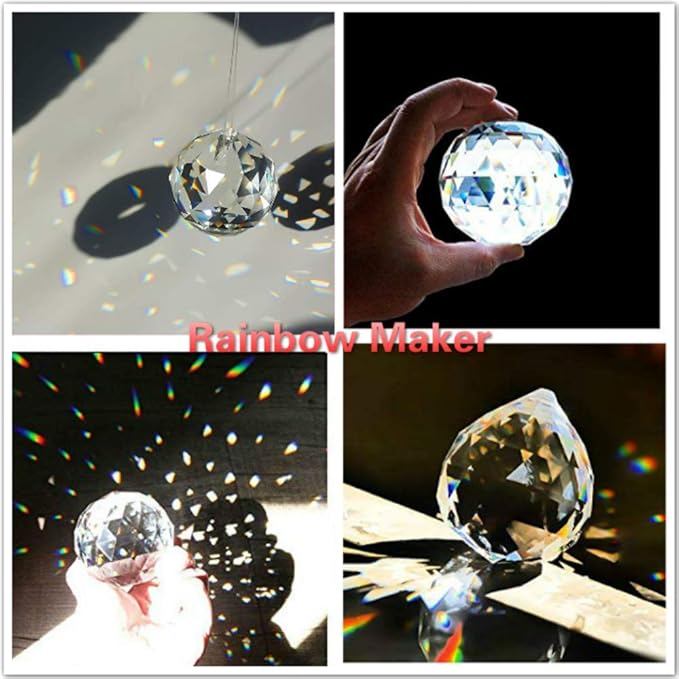 H&D 15pcs Clear Crystal Chandelier Lamp Lighting Drops Pendants Balls Prisms Hanging Glass Prisms Parts Suncatcher Home/House Decor