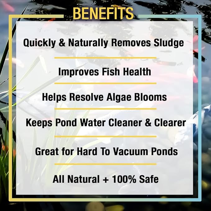 MICROBE-LIFT MLXSAQ Sludge-Away Pond and Outdoor Water Garden Sludge and Muck Remover, Safe for Live Koi Fish, Plant Life, and Decor, 32 Ounces