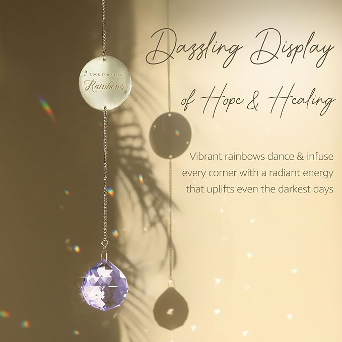 Memorial Gifts for Loss of Loved One, Unique Sympathy Idea, Purple Crystal Ball Grief Suncatcher, Rainbow Bereavement Box for Mom Dad Husband Son Daughter