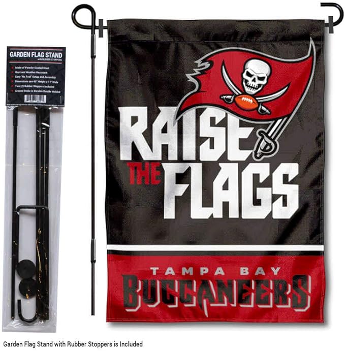 WinCraft Tampa Bay Buccaneers Raise The Flags Garden Flag and Pole Stand Holder