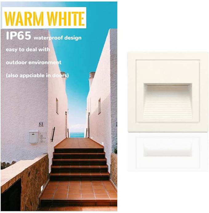 4Pcs 3W LED Step Light, 120V Warm White 3000K IP65 Waterproof Recessed Wall Light, Stair Light Staircase Light Lighting lamp, Inside Outside Garden Balcony Corridor, Aluminum