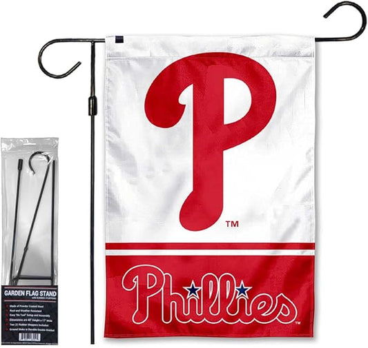 WinCraft Phillies Garden Flag with Stand Holder Flagpole