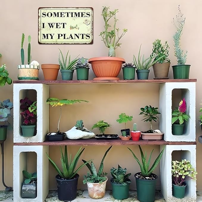 Artlunar Funny Garden Sign Outside Decor Gift For Gardener - I Wet My Plants, 12" x 8" (981)