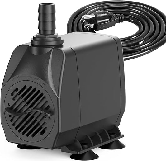 Submersible Pump 660GPH with AUTO-Shut-Off 8.2ft High Lift for Fountains, Hydroponics, Ponds, Aquariums & More