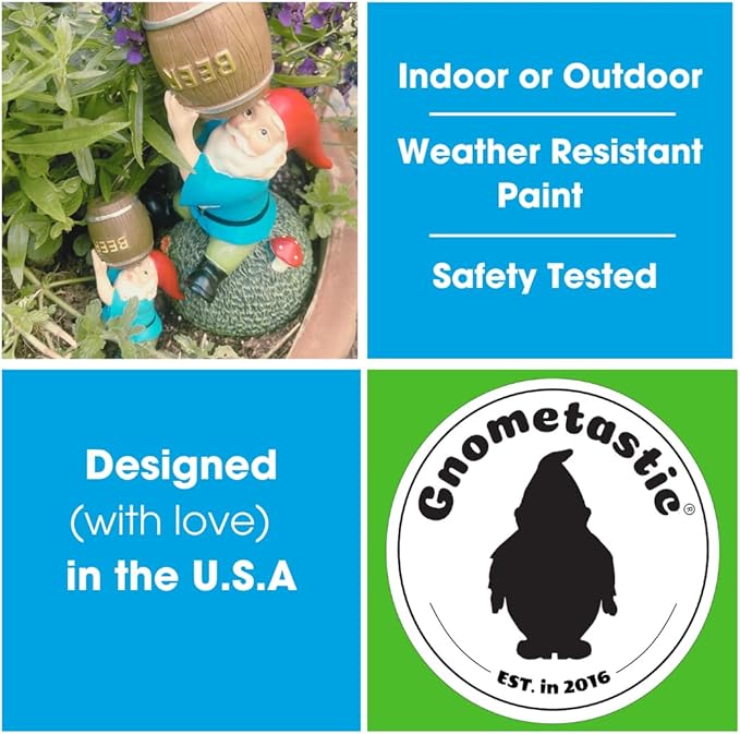 Gnometastic Gnomes Smoking Gnome, 8.5in, Hippie Gnome, Indoor Outdoor Funny Garden Gnomes Decoration for Yard, Planter, Lawn Ornament, Patio and Home Decor