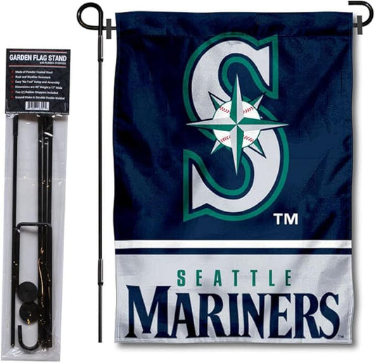 WinCraft Seattle Baseball Garden Flag with Stand Holder