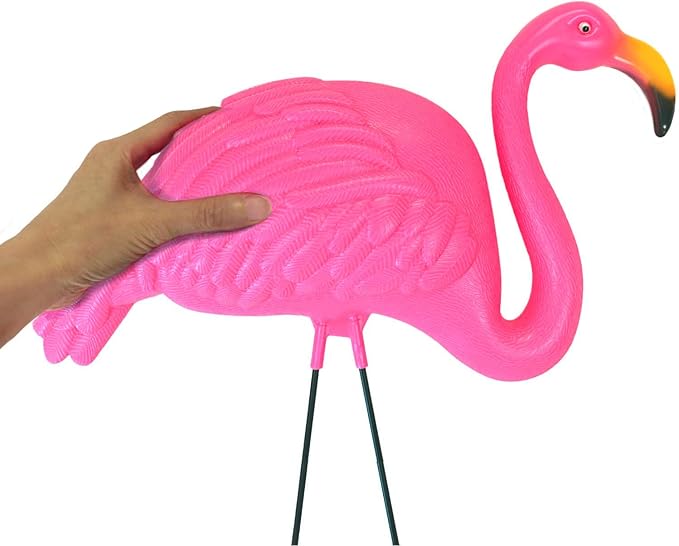 GiftExpress Pink Flamingos Yard Decorations - 4 Pack Extra Large 24" Tall Plastic Flamingo Statue w/Metal Stakes - Lawn Ornaments & Garden Decor for Outdoor Parties