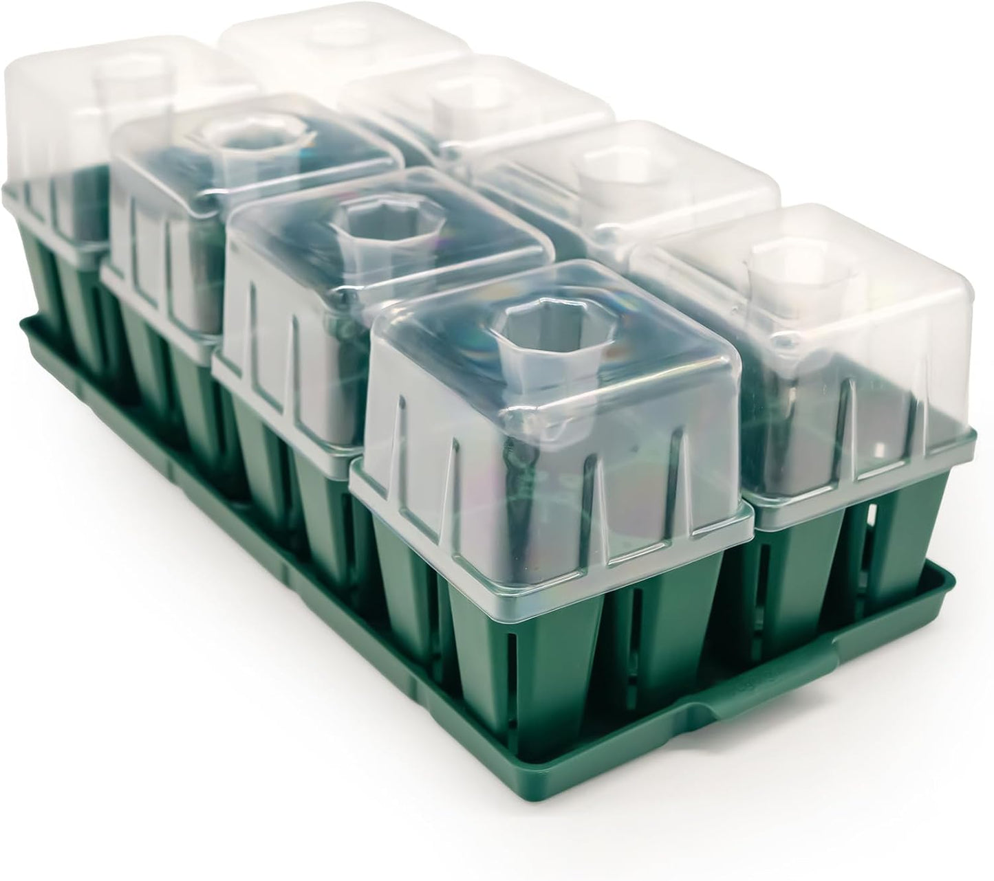 Vego garden Seedling Suite Products, 8 Pack Jumbo Seedling Trays with Seedling Tray Lids and 10" x 20" Bottom Watering Trays