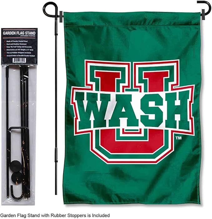 College Flags & Banners Co. Washington St. Louis Bears Dual Logo Garden Flag with Pole Stand Holder