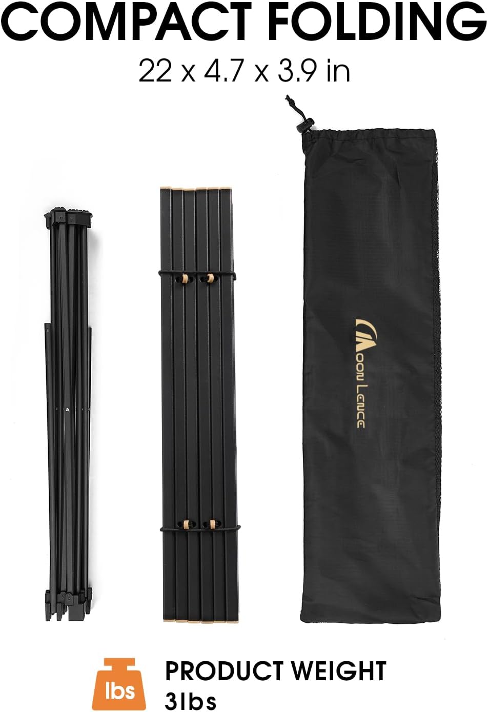 MOON LENCE Folding Beach Table, Small Folding Table, Outdoor Ultralight Aluminum Camping Table, Portable Compact Backpacking, Travel Table for Beach, Picnics, Cooking, Hiking