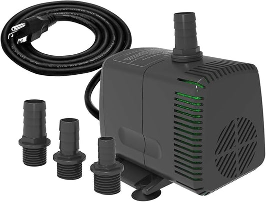 Submersible Pump 880GPH (3500L/H 60W) Ultra Quiet with Dry Burning Protection 10.2ft High Lift for Fountains, Hydroponics, Ponds, Aquariums & More…