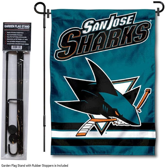WinCraft San Jose Sharks Garden Flag with Pole Stand Holder