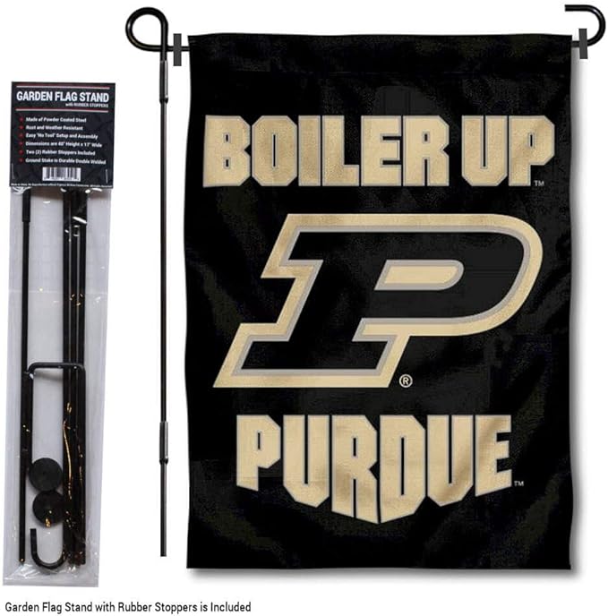 College Flags & Banners Co. Purdue Boilermakers Boiler Up Garden Flag with Pole Stand Holder