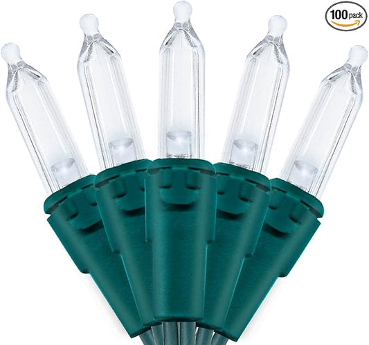 MULTI-SPARKING White Christmas LED Lights - 100 Count Cool White Holiday String Lights for Tree, Party, Wedding, Indoor and Outdoor Use, 33 Feet Green Wire, UL Certified, Connectable