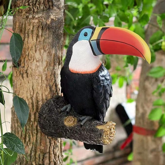 Toucan Tree Hugger Tree Decor Hanging Garden Statue 11.4 Inches High Multicolor Resin Tropical Animal Lawn Exotic Bird Sculpture Tree Decoration for Lawn Porch Yard Patio (Style2)