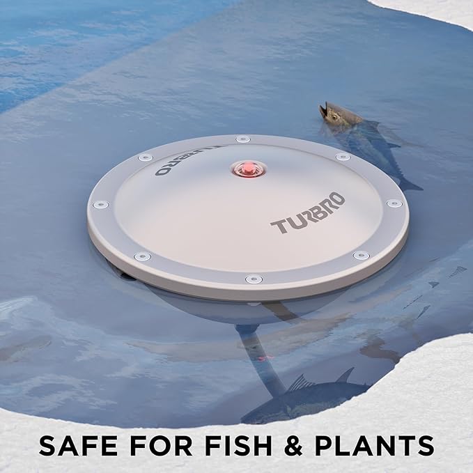 TURBRO Pond De-icer, Floating Pond Heater with 32.8 ft. UL Approved Cord, Full Stainless Steel Casing, GFCI Leakage Protection Plug, for Outdoor Ponds with Fish, 400 Watts, PD400A, Silver