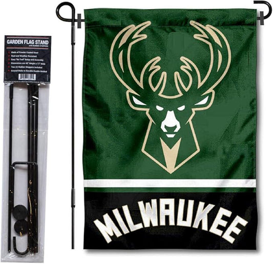 WinCraft Milwaukee Bucks Garden Flag with Stand Holder