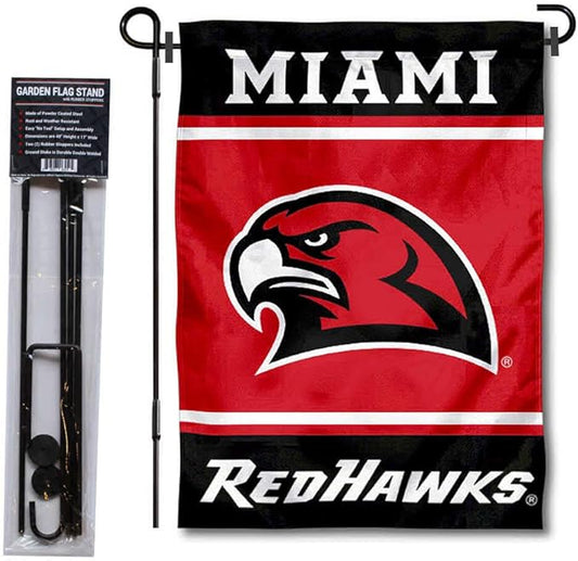 College Flags & Banners Co. Miami Redhawks Garden Flag with Stand Holder