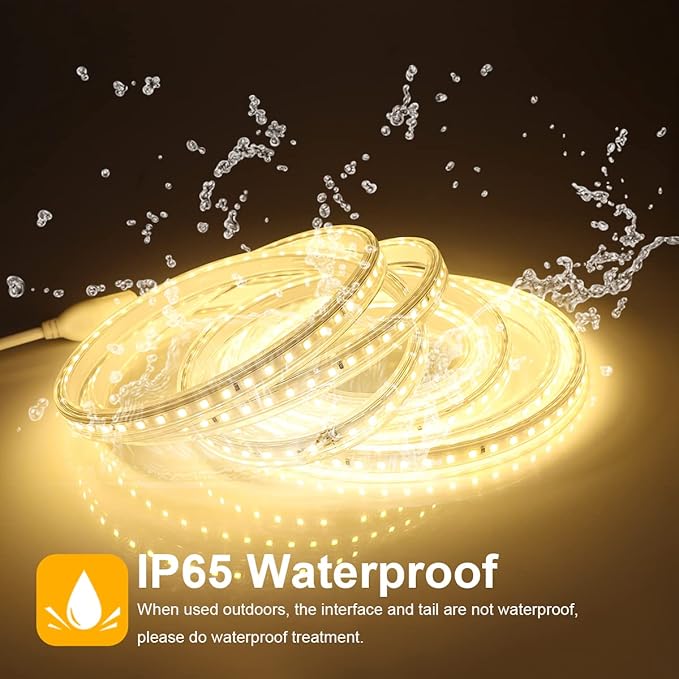Outdoor LED Rope Light Waterproof, AC 110V,1800LEDs,3500k LED Strip Lights 15M/49.2ft Fexible LED Tape Light for Garden, Patio, Indoor Outdoor Decoration