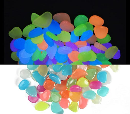 Oismys Glow in Dark Rocks Luminous Stones 200Pcs Garden Accessories Micro Landscape Fish Tank Decoration Outdoor Patio Lawn Yard Kit